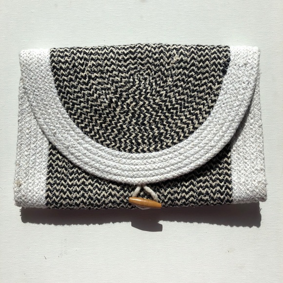 Black & White Hand Woven Clutch - Picture 1 of 2